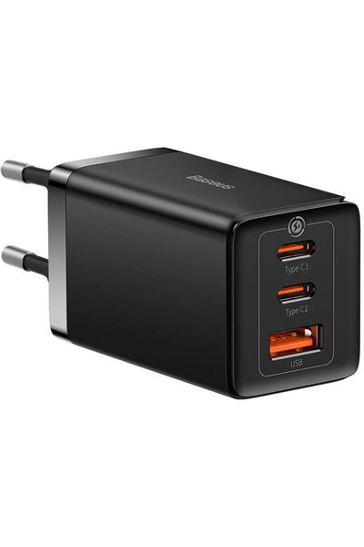 Baseus GaN5 Pro, 2 porturi USB C si un port USB, 65W, Negru