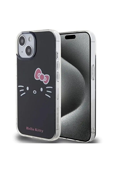 Hello Kitty Husă IML Kitty Face pentru iPhone 15 - negru
