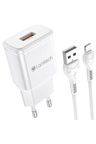 Lamtech 1x Cablu USB-A la Lightning 1m inclus 18W Alb