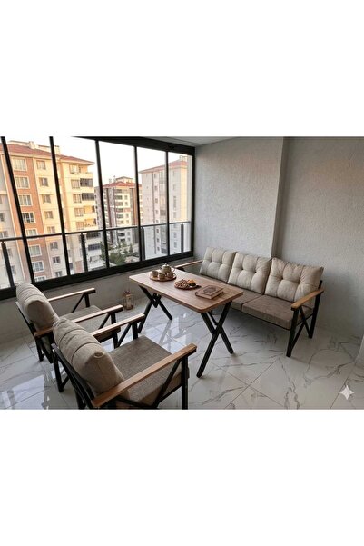 GÜL KONSEPT GÜLKONSEPT 3-1-1 MASALI(CAPPİCİNO-KAZAYAGI) METAL BAHÇE VE BALKON...