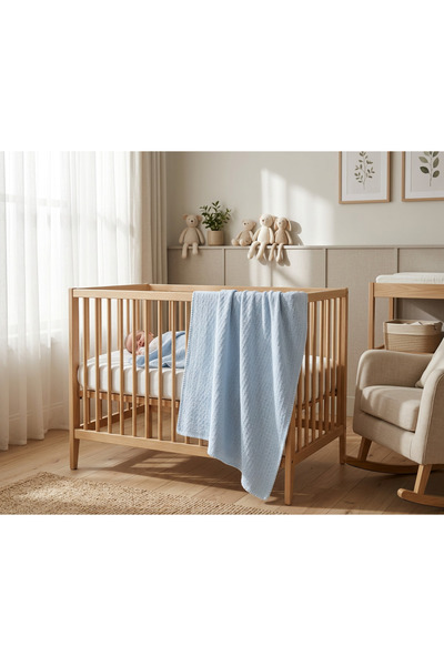 MoonBaby بطانية أطفال منسوجة عضوية بنمط بيكيه وقطن 100% مقاس 105 × 105 - لون ...