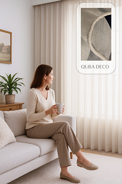 QUBA DECO Perdele din tul plisat, elegant, cu textură moale, pentru sufrageri...