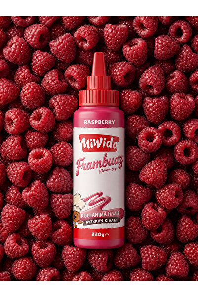 Miwida Frambuaz Aromalı Sos - Pratik Waffle, Pankek, Krep, Kruvasan ve Tatlı Sosu 330 Gr