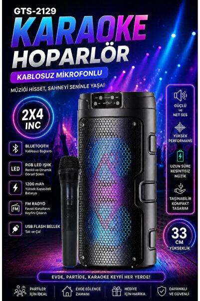nextbuy GTS-2129 Bluetooth Hoparlör Kablosuz Mikrofonlu Karaoke Speaker Ses B...