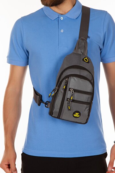 Newish Polo Erkek Kumaş USB Kulaklık Çıkışlı Bodybag Göğüs ve Omuz Çantası