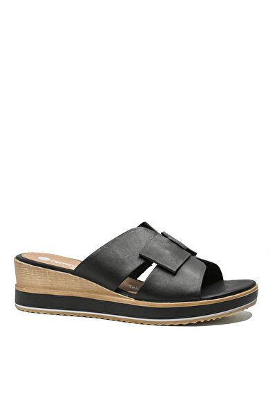 Remonte Saboți wedge Remonte cu fundiță, negri, din piele naturală REMD 6456-00