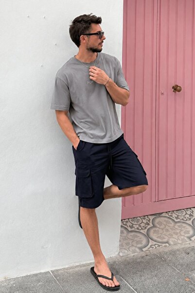 Madmext Ανδρικό σορτς Capri 5473 Navy Blue Basic Cargo Pocket