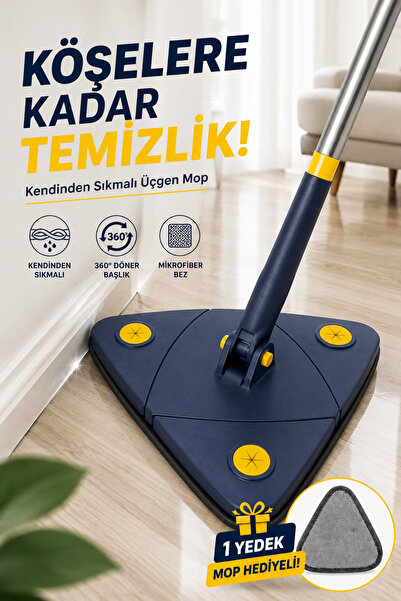 VENON YEDEK BEZ HEDİYELİ ✨ Üçgen Mop ✨ İT SIK TEMİZLE ✨ KENDİNDEN SIKMALI✨Kal...
