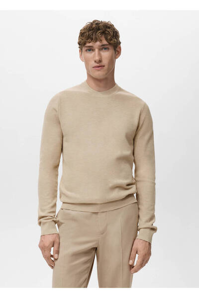 MANGO Man Pulover din tricot din bumbac microstructurat