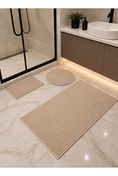 AKSU DİNARSU armoni lux embos banyo halısı yıkanabilir  modern banyo paspası ...
