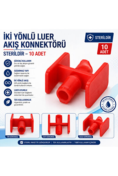Tr Global Pharma İKİ YÖNLÜ LUER AKIŞ KONNEKTÖRÜ STERİLDİR 10 ADET