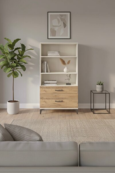 mobihobi Silva 3 Raflı 2 Çekmeceli Dolap: Aytaşı-Çam Şıklığı 88x30x163 - Kita...