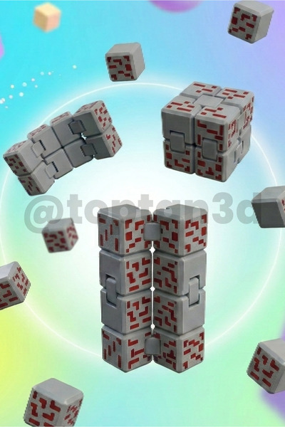 Toptan3D Kızıl Taş Cevheri Stres Küpü - Sonsuz Küp, Katlanabilir Küp, Stres O...