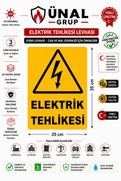 ünalgrup Iş Güvenliği Uyarı Levhası 25x35 Cm. (DİKKAT ÖLÜM TEHLİKESİ)