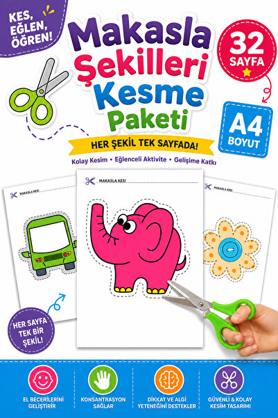 Organik Yolda Makasla Şekilleri Kesme Paketi (32 Sayfa A4 Boyut)