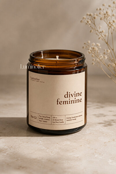 Ylang ylang, Jasmine, Vanilla Scented Candle - 100% Natural Soy Wax Amber Jar Candle - 270cc