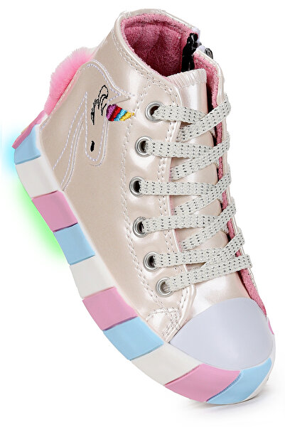 Kiko Kids Rosy Unicorn Fermuarlı Işıklı Kız Çocuk Spor Ayakkabı
