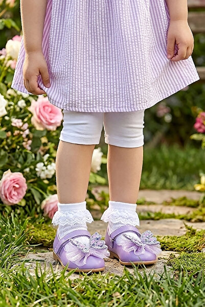 Kiko Kids Fly Cırtlı Kelebek Aksesuarlı Kız Bebek / Çocuk Babet Ayakkabı