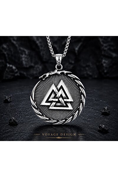 voyageaccessory Stainless Steel Ancient Silver Color Viking Symbol Valknut Me...