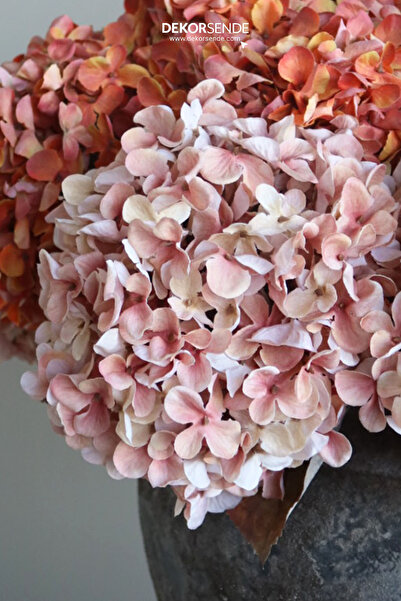 Dekorsende Yapay Ortanca Dal Vintage Pembe 70 cm