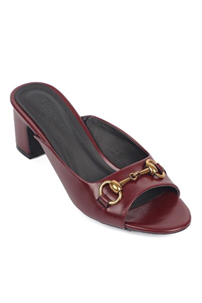 Capone Outfitters Melloney Medium Heeled Women's Slippers with Metal Buckle a...