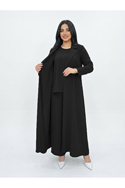 YOU ABAYA طقم سفر 4 قطع بقماش كريب كوبراء لون اسود