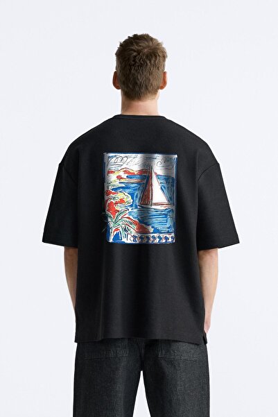 The Champ Clothing Bisiklet Yaka Le Vieux Baskılı Oversize Erkek T-shirt