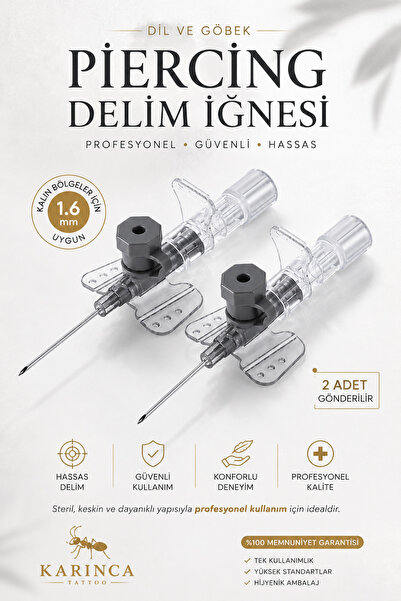 Karınca Piercing Göbek Dil Piercing Delim iğnesi Gri Anjiocut Kanül intraket ...