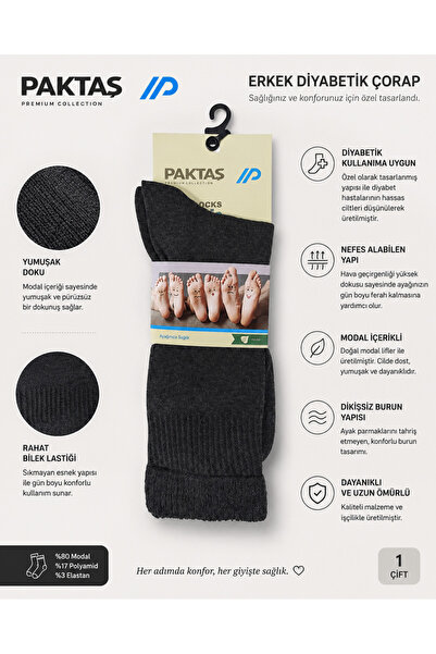 Soho Mood 6-Pack Men's Diabetic Anthracite Modal Socks