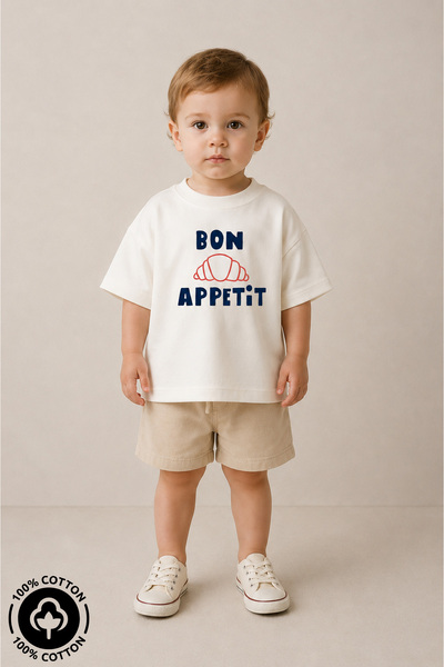 Miniel Unisex Children's Crew Neck Printed 100% Cotton Oversize T-Shirt Baby-...
