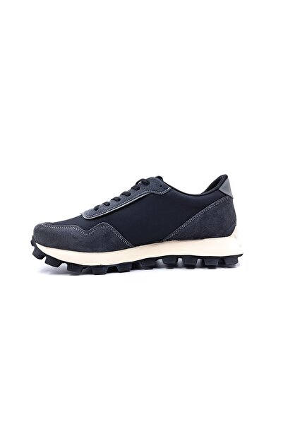 MARCOMEN Hakiki Deri ve Tekstil Hafif Tasarım Erkek Siyah Gri Sneaker Ayakkabı