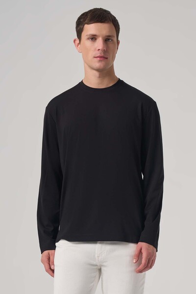 Morven Men's Black Trend Crew Neck Rayon Sweatshirt
