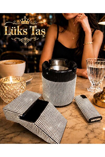 Lüks Taş Sigara Kutusu, Çakmak Ve Küllük (KISA)