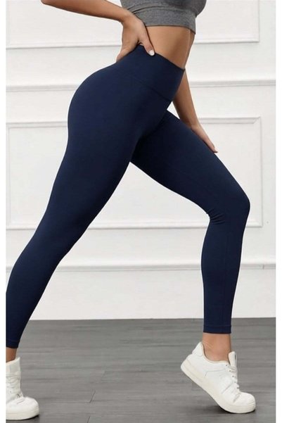 Mercan Kids & Boutique Women's High Waist Gathering Tights Seamless No-Show Sports Tights