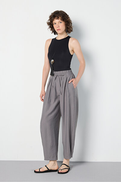 minaaise Women's Anthracite Premium Fabric Oversize Trousers 31085