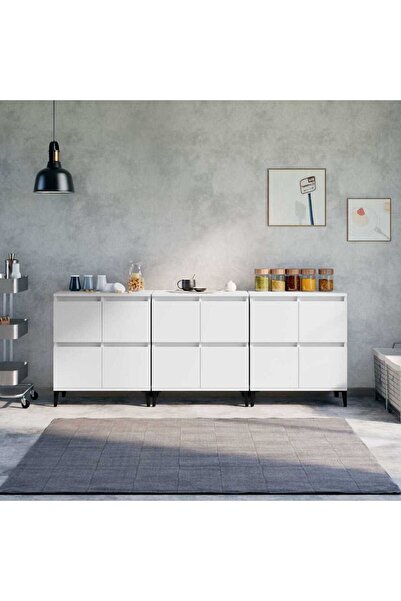 Concept Servante, 3 buc, alb, 60x35x70 cm, lemn prelucrat
