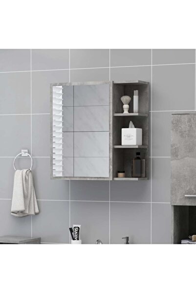 Concept Dulap de baie cu oglindă, gri beton, 62,5 x 20,5 x 64 cm, PAL