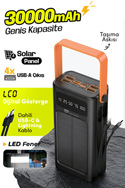 7GO GPW-03 30.000mAh Solar Powerbank – 4xUSB-A, Qualcomm 3.0 Hızlı Şarj, Dahi...