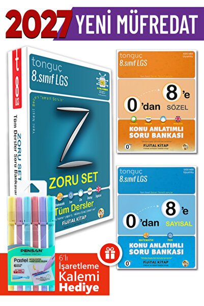 Tonguç Yayınları 8. Sınıf LGS Tüm Dersler Zoru Set 0'dan 8'e Sözel-Sayısal + ...