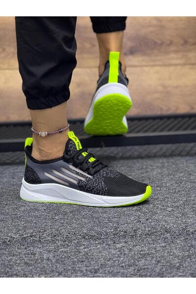 homiro Lace-Up Knitwear Women's Sports Shoes - Black Phosphor Yellow