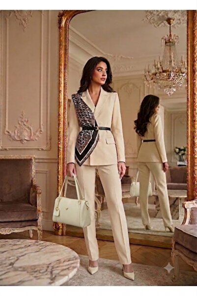 Miami Polo Club Women's Cream Large Size Leather Look Bag with Charms Handbag
