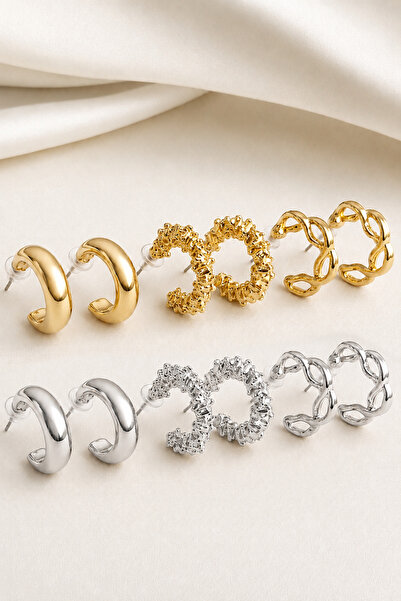 Crc Bijuteri 12-Piece Ring Women's Earring Set