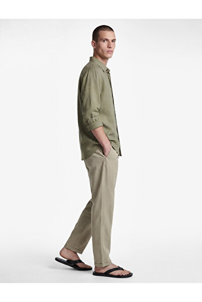 Koton Slim Fit Keten Karışımlı Cepli Beli Lastikli Bağcıklı Pantolon