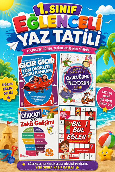 Ata Yayıncılık 1.Sınıf Eğlenceli Yaz Tatil Seti (Gıcır Soru Bankası + Okuduğu...