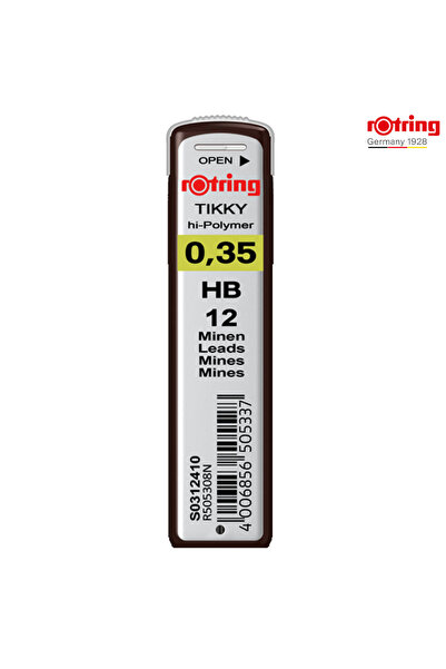 Rotring Set 12 mine creion 0.35mm HB cu Rezistenta Extra la Rupere, pentru De...