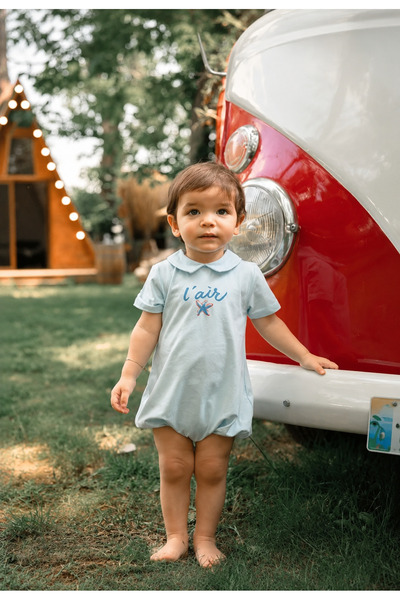 l l louIou baby gifts Lucas Blue Marine Embroidered Baby Collar - 100% Cotton...