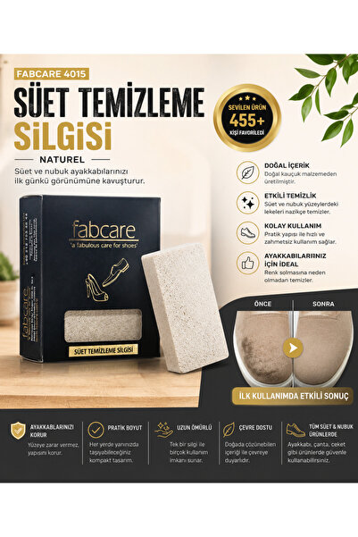 Fabcare 4015 Süet Temizleme Silgisi – Süet & Nubuk Ayakkabı Temizleyici, Doğal Kauçuk, Natural