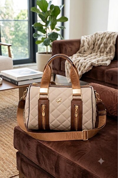 Miami Polo Club Miami Polo Club Quilted Cylinder Women's Shoulder Bag with Go...