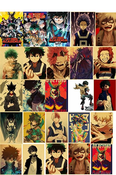 gifttime Boku no Hero Academia - Ρετρό Αφίσα Τοίχου Άνιμε 34 Τεμάχια - 10εκ*15εκ