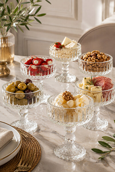YzHome 6-Piece Glass-Legged Coffee Side Dish, Turkish Delight Bowl, Breakfast...